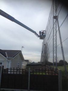 Netting being put up by the River Thames